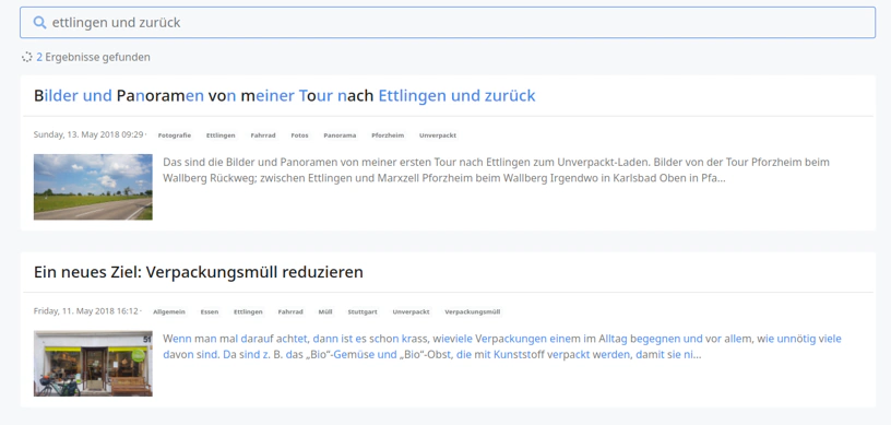 Suchergebnisse im Blog nach den Begriffen &rsquo;ettlingen und zurück&rsquo;. Das einzigen beiden Ergebnisse passen.