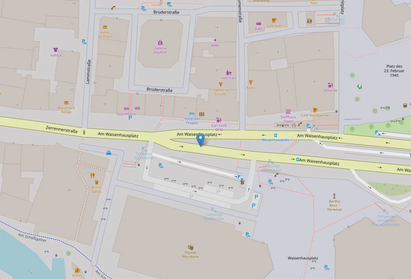 Screenshot mit Kartenausschnitt um die Zerrenerstraße herum.
