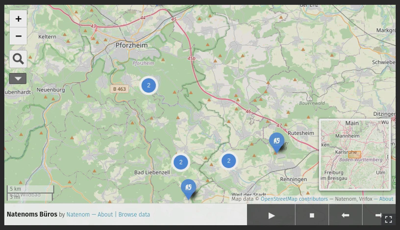 Screenshot vom geladenen iframe mit der OpenStreetMap-Karte.