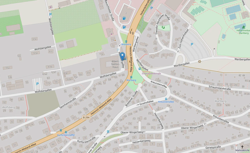 Screenshot einer Karte von Pforzheim mit dem Standort.